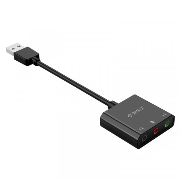 Orico USB-A Geluidskaart - Microfoon, Speaker en OMTP Headset - 0,1 meter - Zwart