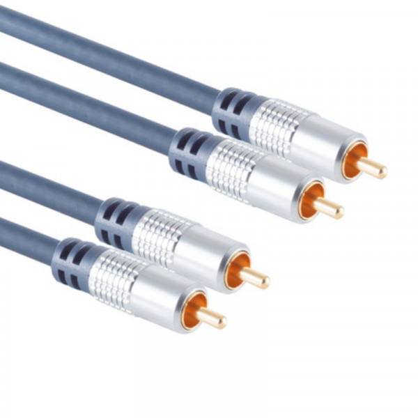 Stereo Tulp Kabel - Premium - Verguld - 10 meter - Blauw