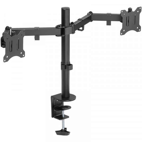 Bureaubeugel voor 2x 17-32 inch scherm - Basic - volledig verstelbaar - Tot 8kg - Zwart