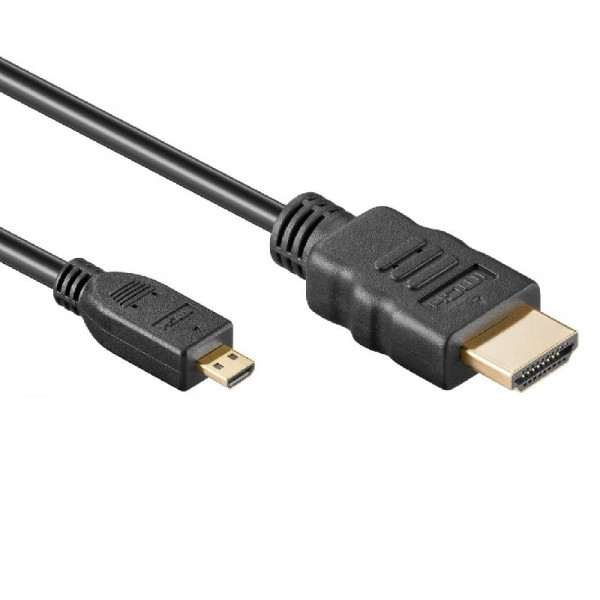 Micro HDMI - HDMI Kabel - 4K 30Hz - Verguld - 2 meter - Zwart