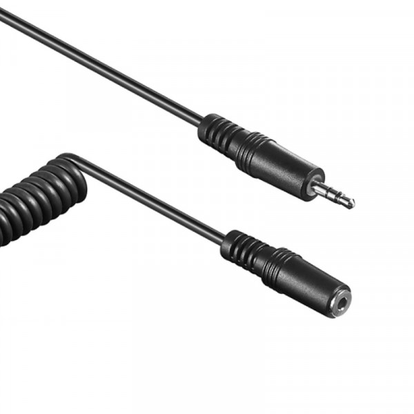 3,5mm Stereo Jack Verlengkabel - Gekruld - 5 meter - Zwart