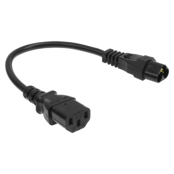 C6 - C13 Stroomkabel - Geaard - 3 x 0,75mm2 - 0,2 meter - Zwart