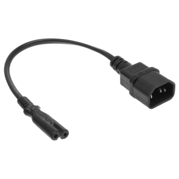 C14 - C7 Stroomkabel - 2 x 0,75mm2 - 0,2 meter - Zwart
