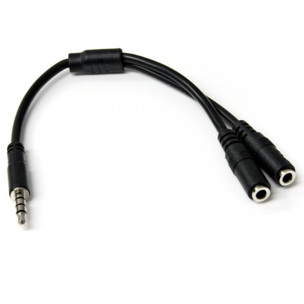 StarTech 4-polige 2x 3,5mm (v) - 3,5mm Jack (m) Adapterkabel - CTIA - 0,2 meter - Zwart