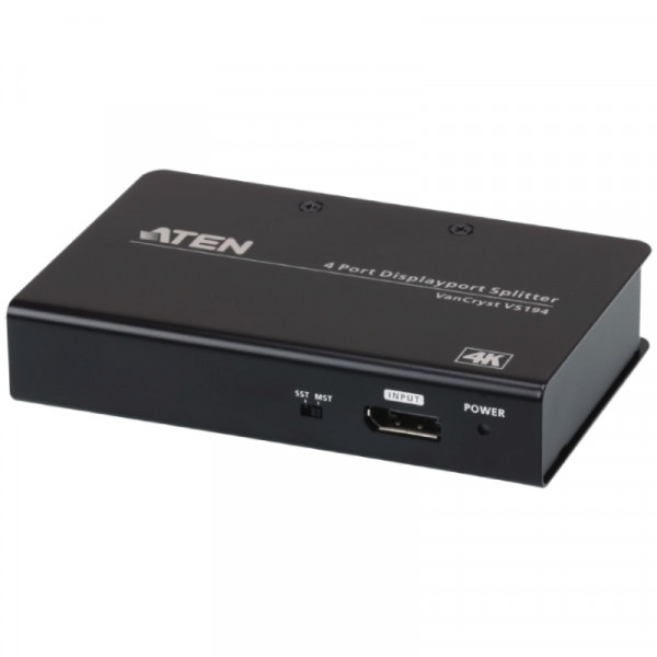 ATEN VS194 DisplayPort Splitter - 4-poorts - 4K 60Hz - Metaal - Zwart