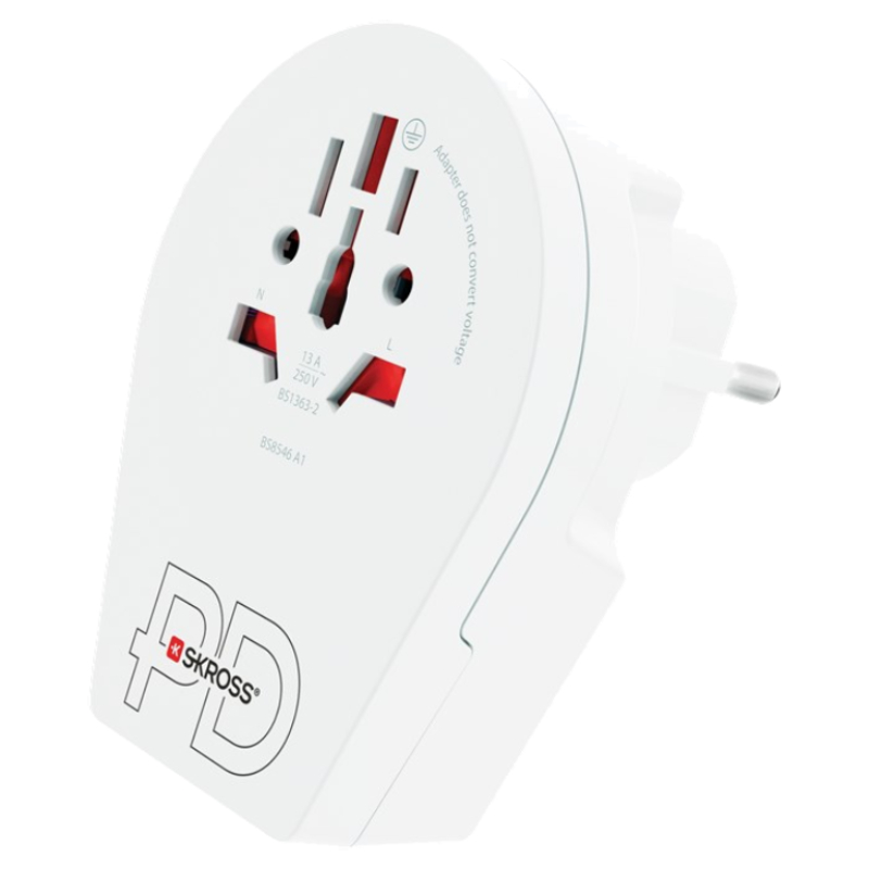 Skross 1.500290 Reisstekker Country Adapter World to Europe USB C20PD