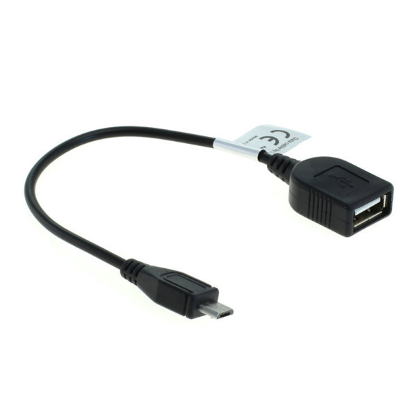 Micro USB-B (m) naar USB-A (v) OTG kabel - 0,15 meter - Zwart