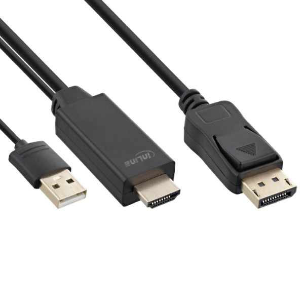 HDMI naar DisplayPort kabel - 4K 30Hz - 1 meter - Zwart