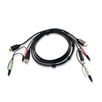 KVM Kabel 1x USB / 2x 3.5 mm Male / HDMI - 1x USB / 2x 3.5 mm Male / HDMI 2.0 m Grijs