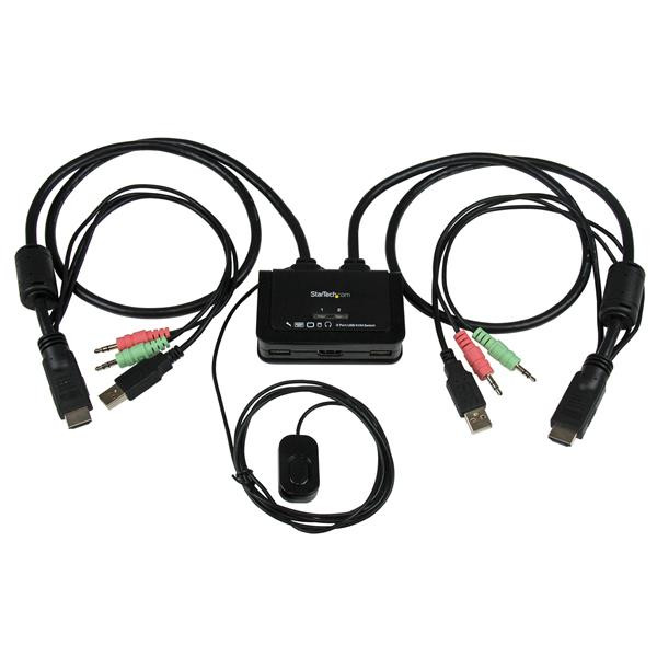 StarTech 2-poorts USB HDMI-kabel KVM-switch met audio en remote switch – met USB-voeding