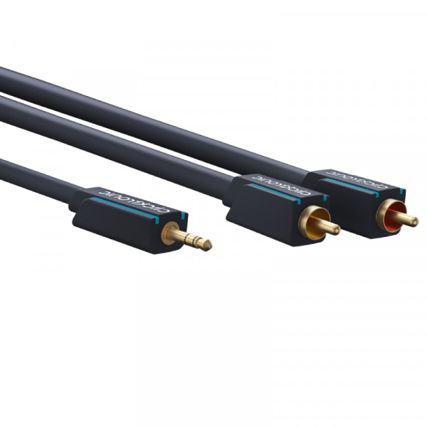 Clicktronic Stereo Tulp (m) - 3,5mm Stereo Jack (m) Kabel - Verguld - 5 meter - Zwart