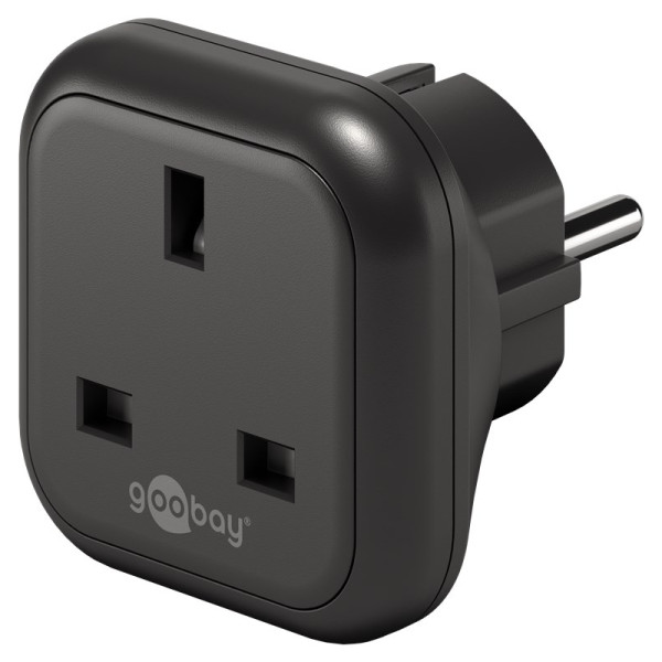 Groot-Brittannië naar Europa Reisadapter - Geaard - Zwart