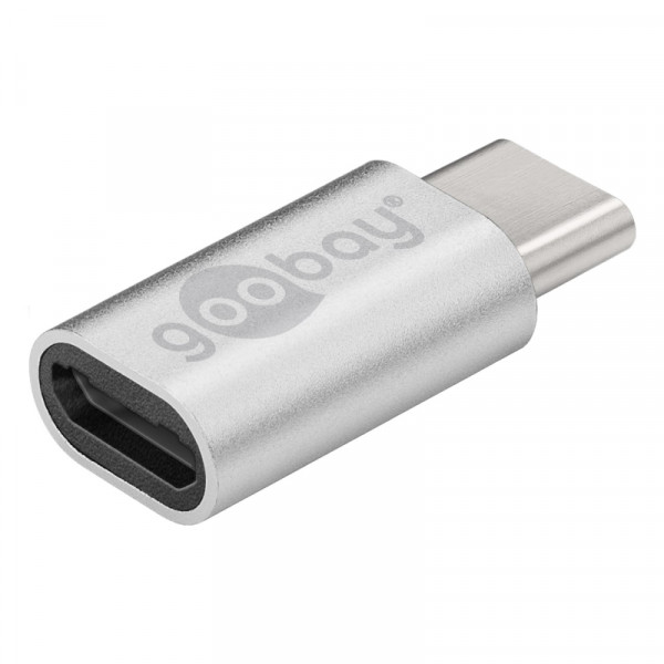 USB Micro-B (v) naar USB-C (m) Adapter - USB 2.0 - Zilver