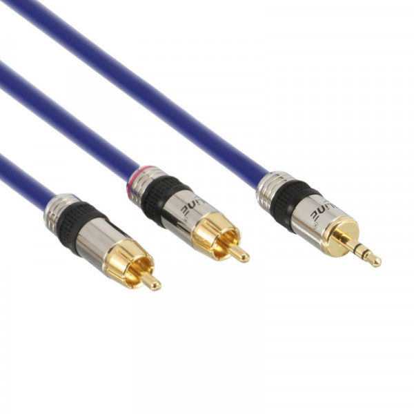 Stereo Tulp (m) - 3,5mm Stereo Jack (m) Kabel - Verguld - 20 meter - Blauw