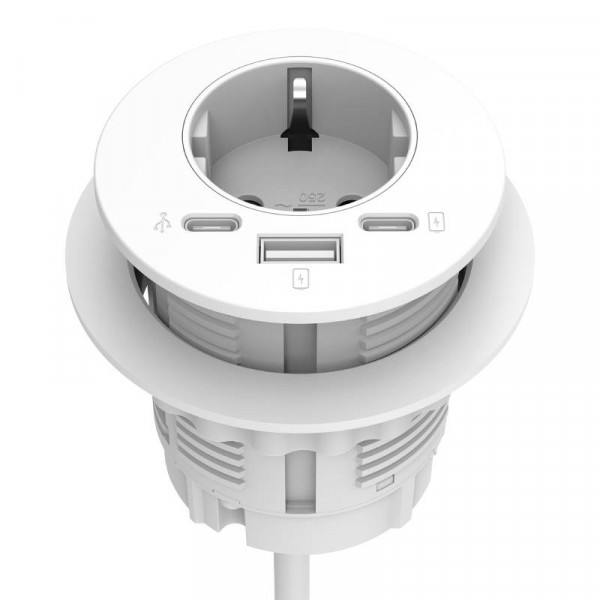 Power Spot - 1x Schuko - 1x USB-A & USB-C opladen & USB-C data - 60mm - 1,7 meter eGST (m) - Wit