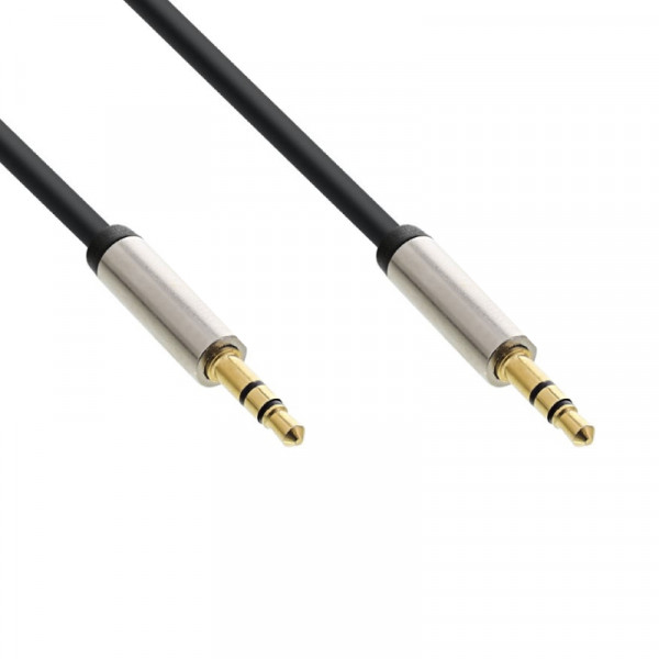 Slim 3,5mm Stereo Jack Kabel - Verguld - 5 meter - Zwart