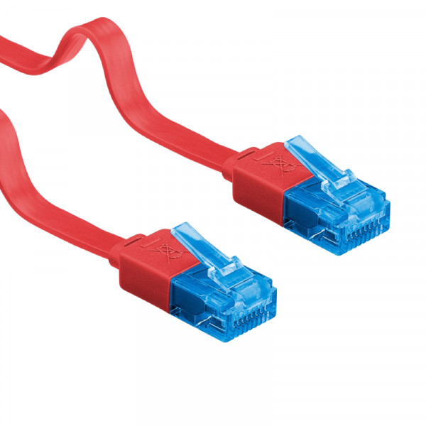 UTP CAT6A 10 Gigabit Netwerkkabel - plat - CU - 5 meter - Rood