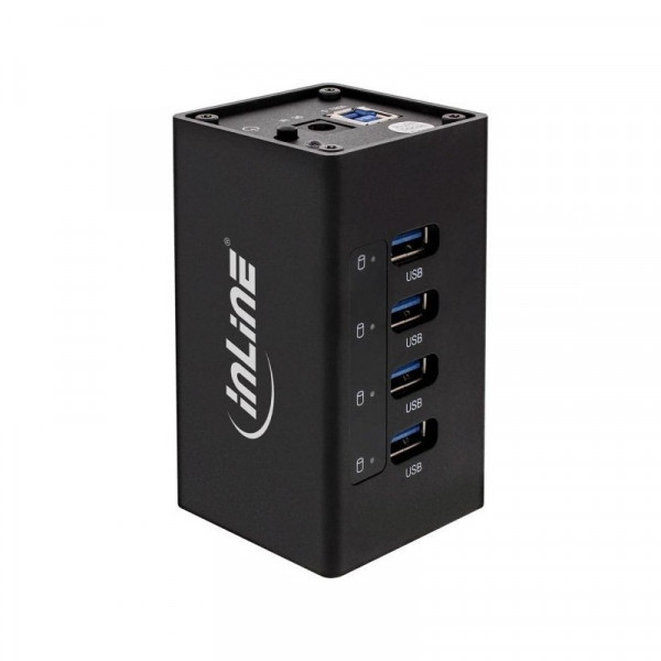 Inline 4 poorts USB hub 2,5A Zwart