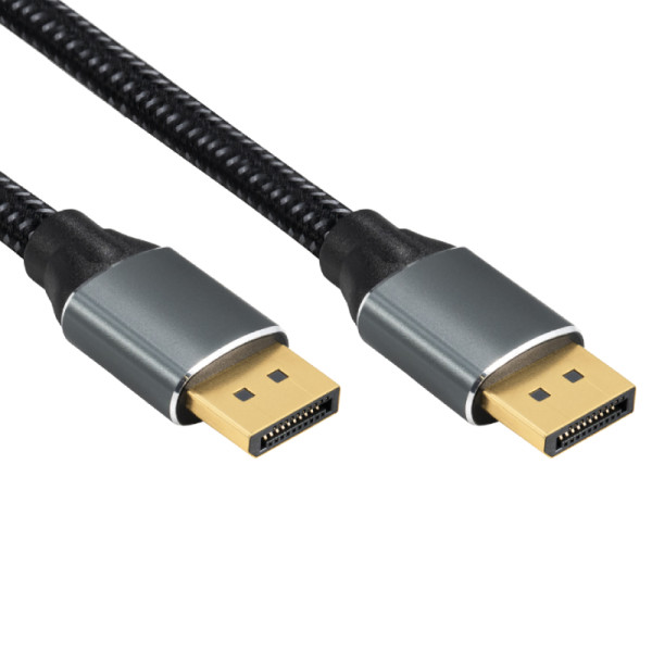 DisplayPort v2.1 Kabel - 8K 60Hz - UHBR10 - Nylon Sleeve - 2 meter - Zwart
