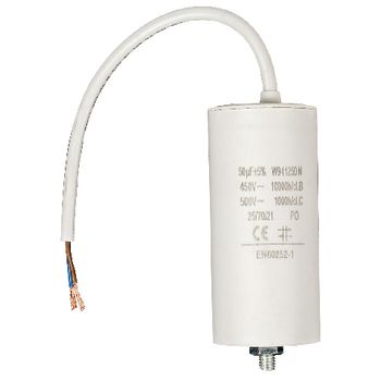 Condensator - 50 uF - Maximaal 450V - Met kabel 1744fe85080c09626e758569bb5fbb4c