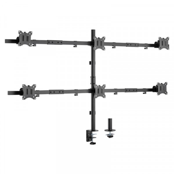 InLine Bureaubeugel voor 6x 10-32 inch scherm - volledig verstelbaar - Premium - Tot 7kg - Zwart