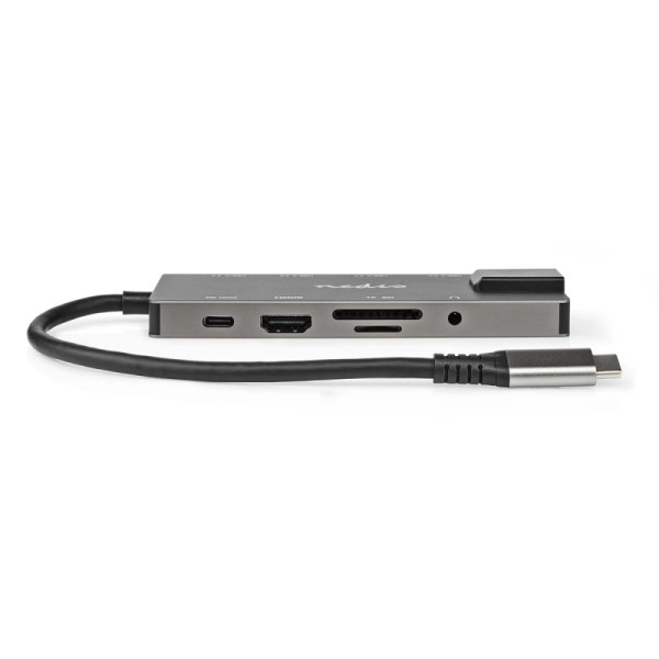 USB-C Multiport Adapter - USB 3.2 Gen 1 - 3x USB-A - 3,5mm - HDMI - RJ45 - 0,2 meter - Antraciet