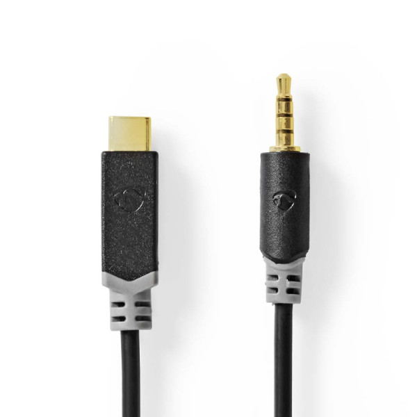 USB-C (m) naar 3.5mm Stereo Jack (m) Adapterkabel (passief) - Verguld - 1 meter - Zwart