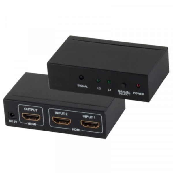 HDMI Schakelaar - 2-poorts - 4K 30Hz - Metaal - Zwart