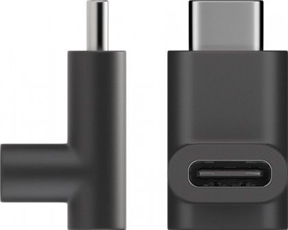 USB-C Male Haaks Naar USB-C Female Adapter Connector Zwart