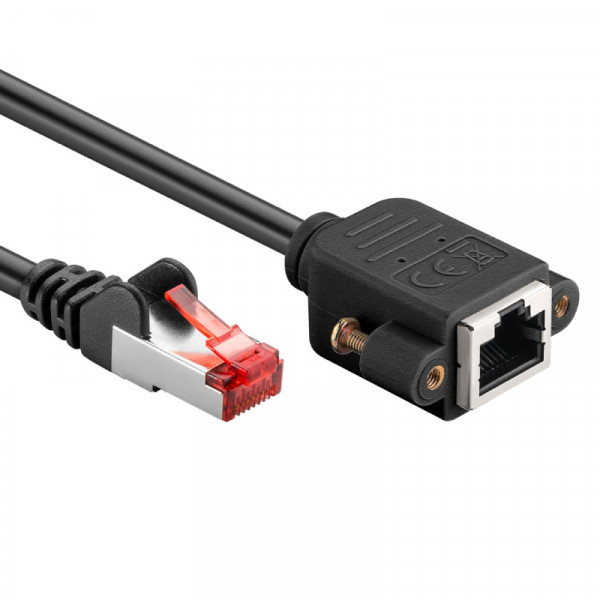 FTP CAT6 Gigabit Netwerk Verlengkabel - Inbouwchassis - CU - 0,5 meter - Zwart