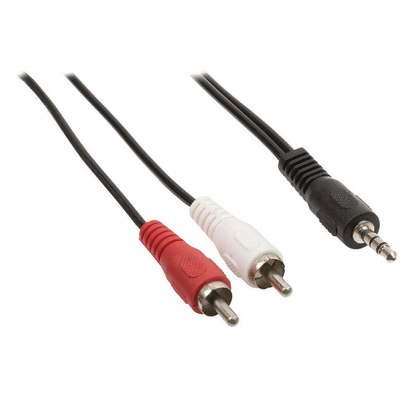 Stereo Tulp (m) - 3,5mm Stereo Jack (m) Kabel - 5 meter - Zwart