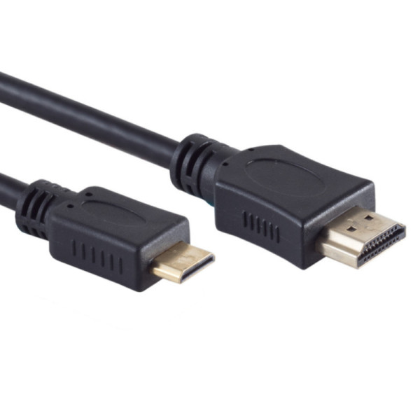 Mini HDMI - HDMI Kabel - 4K 60Hz - Verguld - 2 meter - Zwart