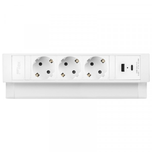 Power Desk Up 2.0 - 3x Schuko - USB-A en USB-C oplaadpoort - 1 meter eGST (m) - Wit