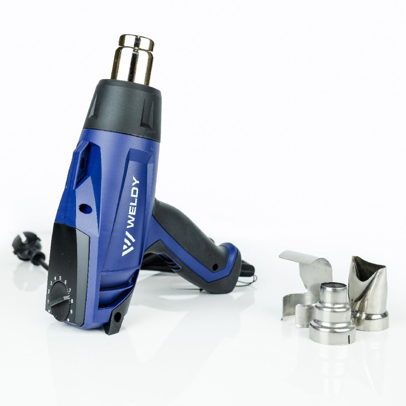 Heteluchtpistool - 2000W -  80-600 graden celcius - Met accessoires - Zwart/Blauw