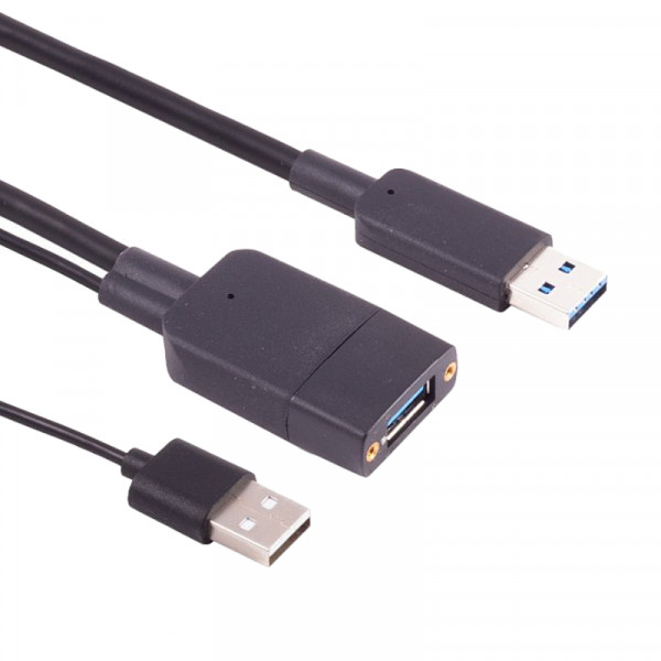 Actieve USB Verlengkabel - USB 3.2 Gen 2 - Extra USB (m) voor voeding - 35 meter - Zwart