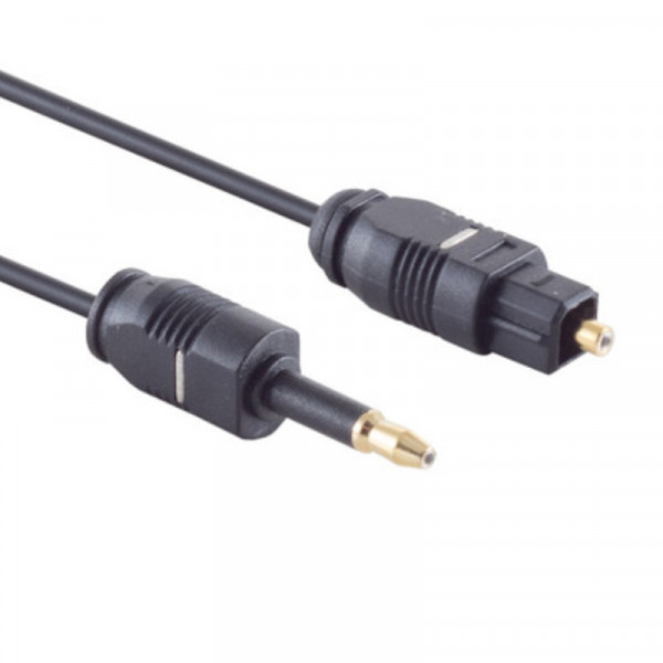 Optische Mini Toslink (m) - Toslink (m) Kabel - 2,2mm dik - Verguld - 1,5 meter - Zwart