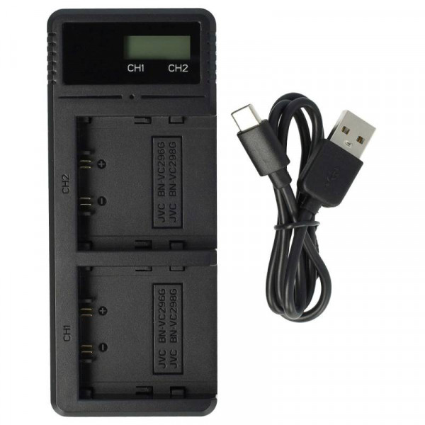 Tweevoudige Accu oplader voor JVC BN-VC264G Accu's - Zwart