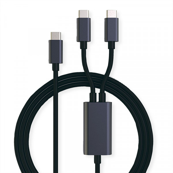 USB-C naar 2x USB-C Kabel - USB 2.0 - 100W PD - 1,8 meter - Zwart