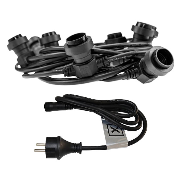Prikkabel Flatcable - 100x E27 fittingen - Met stroomkabel - 50 meter - Zwart