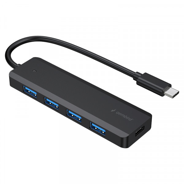 USB-C Hub - 4x USB-A en USB-C voor voeding - USB 3.2 Gen 1 - 0,15 meter - Zwart