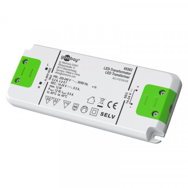 LED Transformator met constante stroom - 14-24 volt - 500 mA - Tot 12 watt - Wit