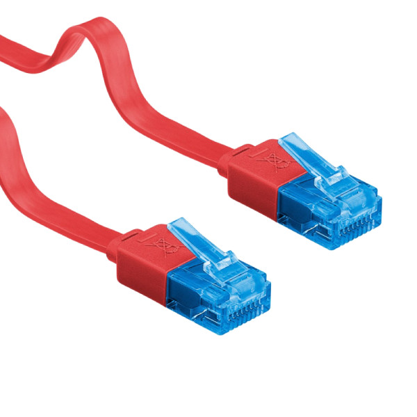 UTP CAT6A 10 Gigabit Netwerkkabel - plat - CU - 0,5 meter - Rood