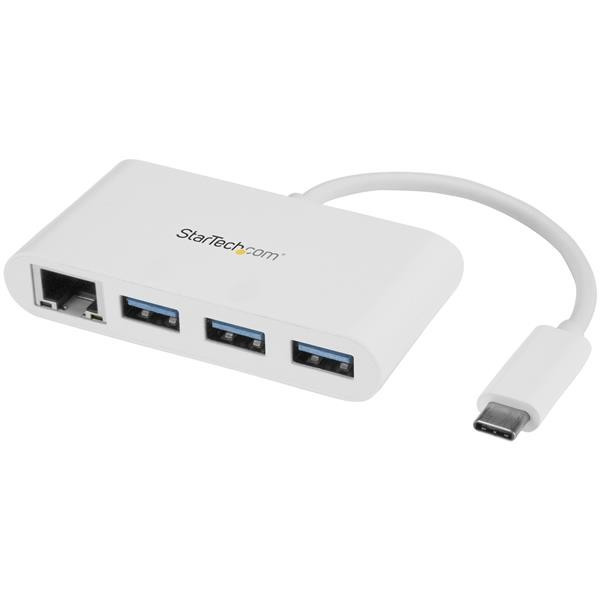 StarTech 3-poorts USB 3.0 Hub met Gigabit Ethernet - USB-C - wit