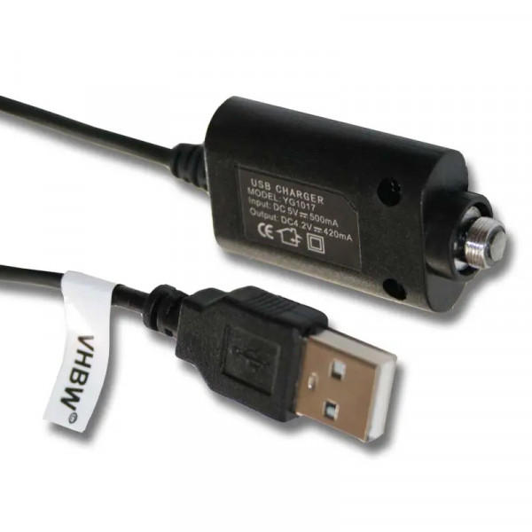 USB Oplaadkabel voor diverse E-sigaret en Shisha - 4,2V - 0,42A - 0,25 meter - Zwart