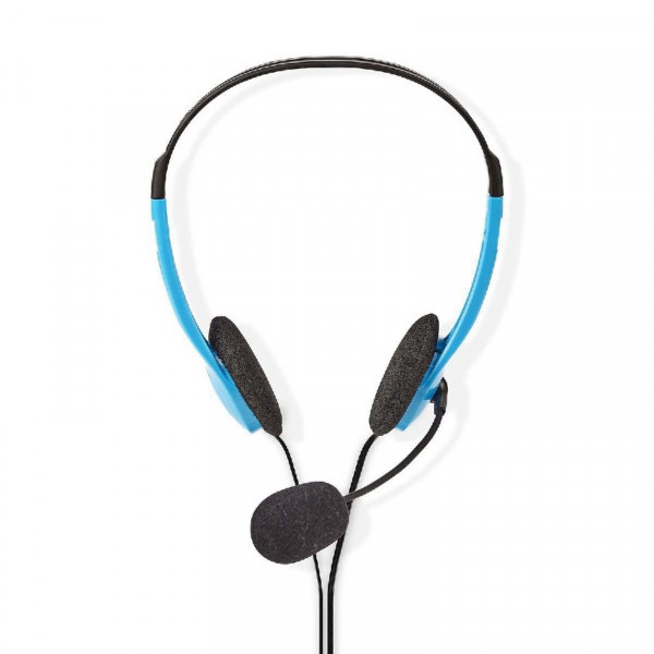 Stereo Headset - 2x 3,5mm Jack - 2 meter - Verstelbare Hoofdband - Zwart/Blauw