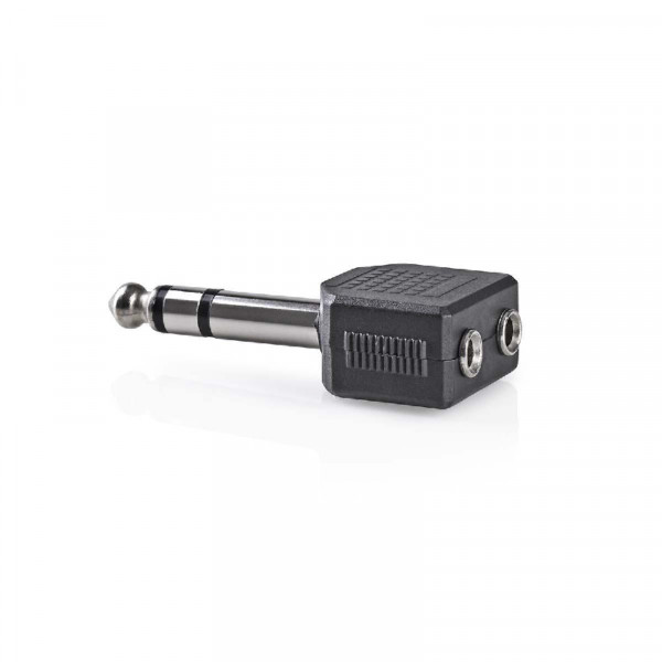 6,35mm (m) - 2x 3,5mm Stereo Jack (v) Splitter Adapter - Zwart