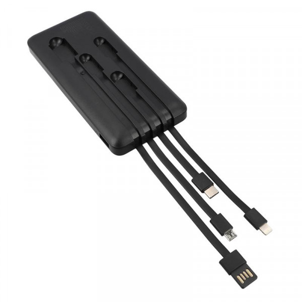 Power Bank - 10.000mAh - USB-A, Lightning, USB-C en Micro USB-B - 0,1 meter - Zwart