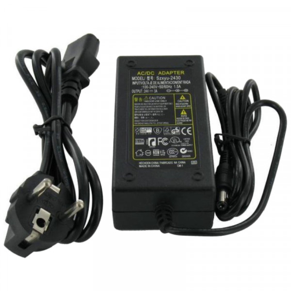 Voedingsadapter 24V - 3A - 72W - 5,5 x 2,1mm voor diverse laptops en monitors
