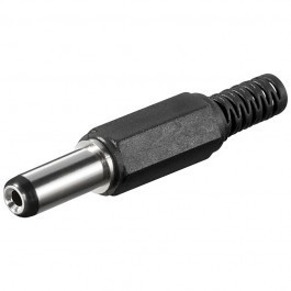 Soldeerbare DC plug 2,1 x 5,5 (14mm lang) met knikbeschermer