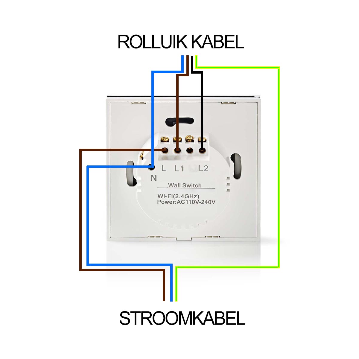 Electrificeren slijtage Lieve Slimme Wifi Schakelaar voor Rolluik, Gordijnen of Zonnescherm - 86x86x36mm  - Tot 300W - Wit